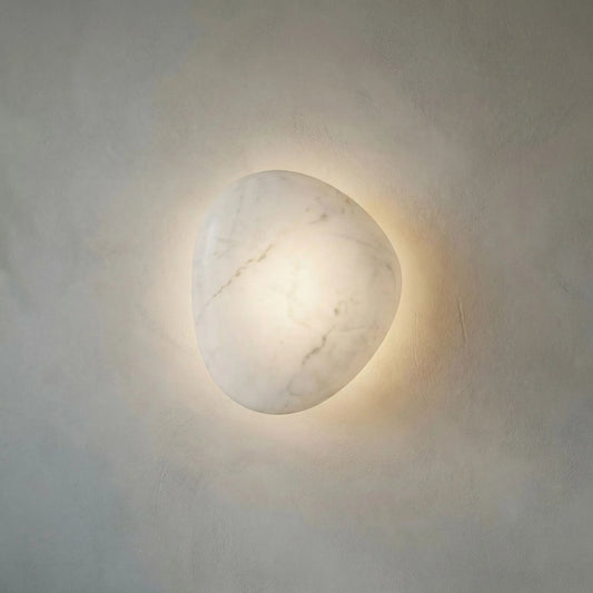 Stein Pebble Sconce by Noir in light stone, silver. Made from artificial stone in a modern style.