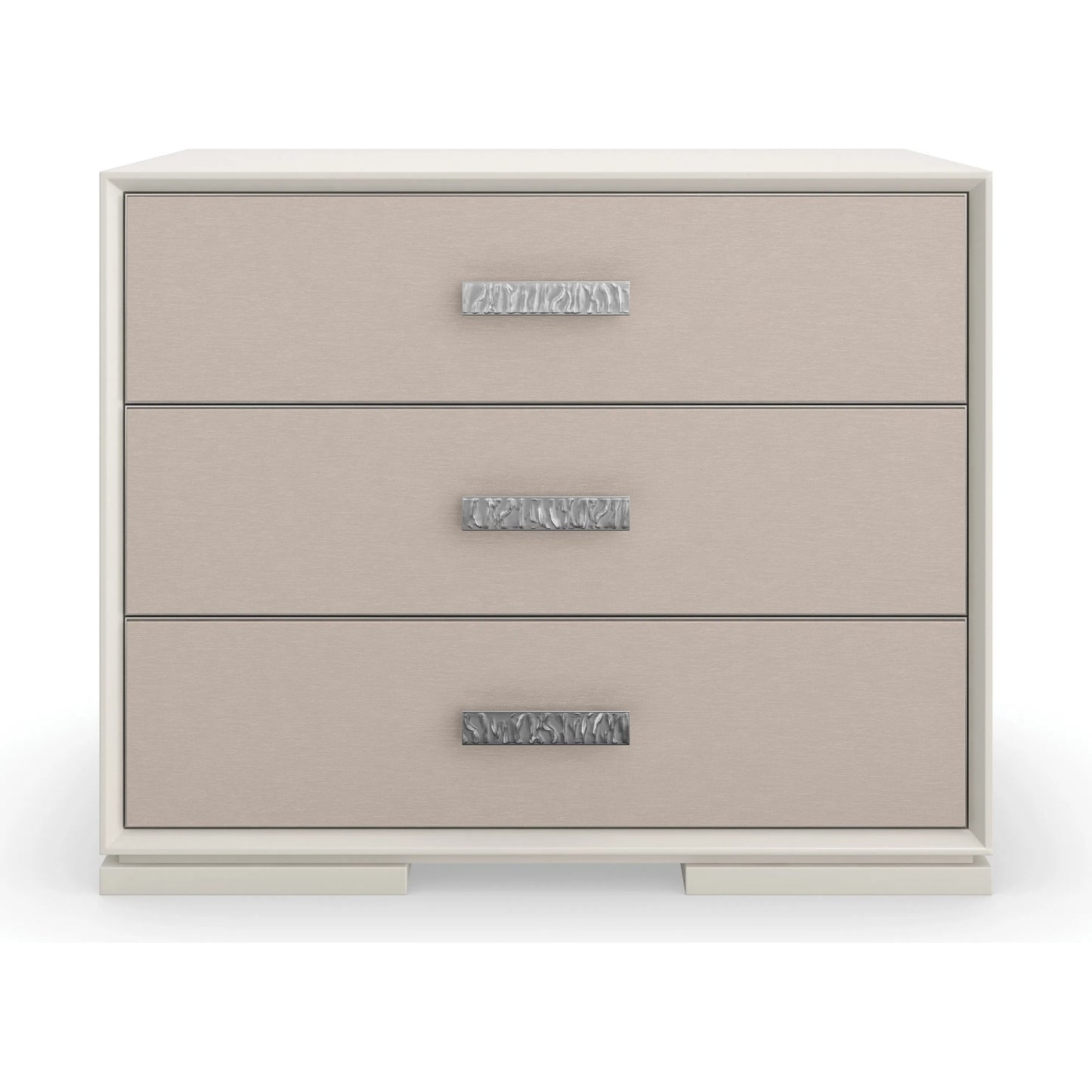 002 SI-2162871 | Additional Silo | Silver Lining Nightstand by Caracole in silver and almond milk, brushed stainless. Made from poplar in a transitional style.