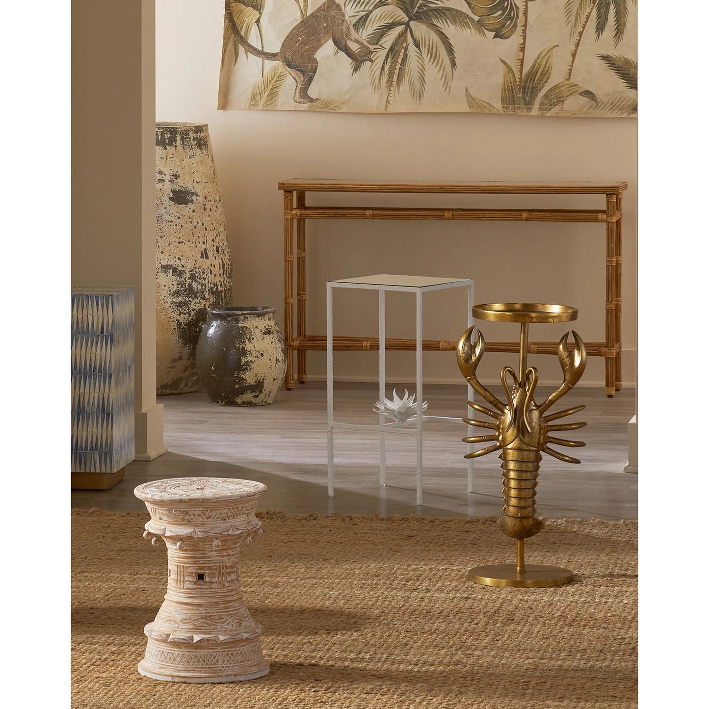 006 SI-2007754 | Lifestyle | Georgetown Drinks Table by Currey and Company in antique brass. Made from cast aluminum in a modern style.