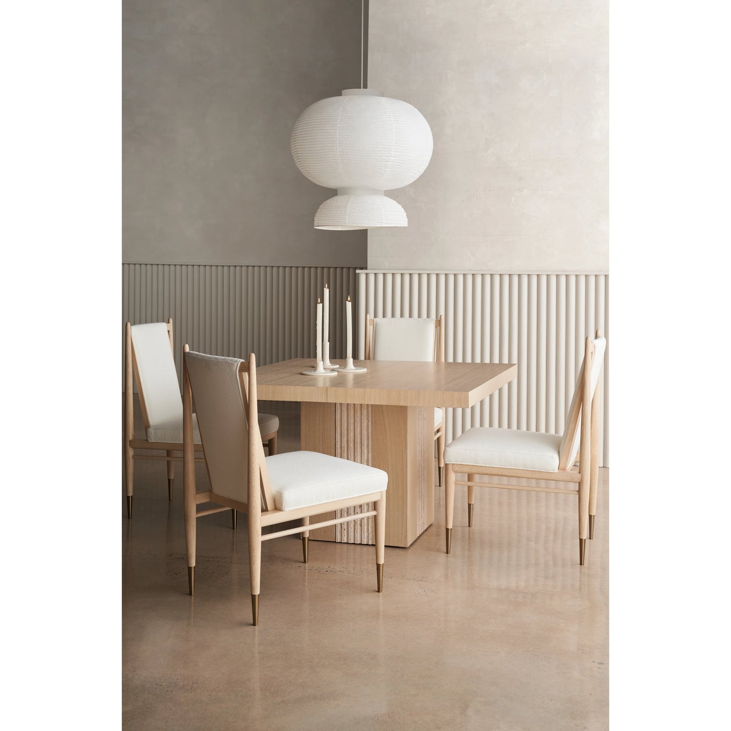 009 SI-2095991 | Lifestyle | Unity Light Dining Table by Caracole in oa and sun drenched oak. Made from asian hardwood, stone, oak in a modern style.