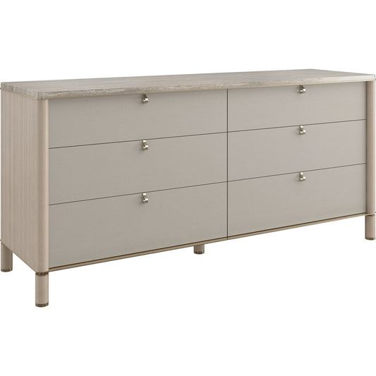 Balance Dresser by Caracole in cremini, lucent bronze plated metal. Made from asian hardwood, stone, metal, silver platano in a modern style.
