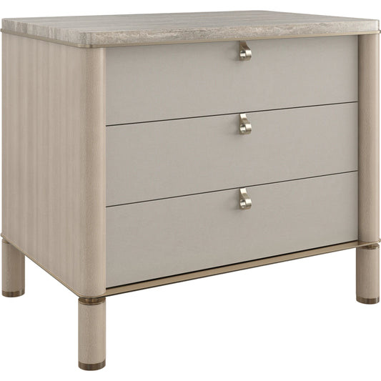 001 SI-2096002 | Primary Silo | Balance Drawer Nightstand by Caracole in cremini, lucent bronze plated metal. Made from asian hardwood, stone, metal, silver platano in a modern style.