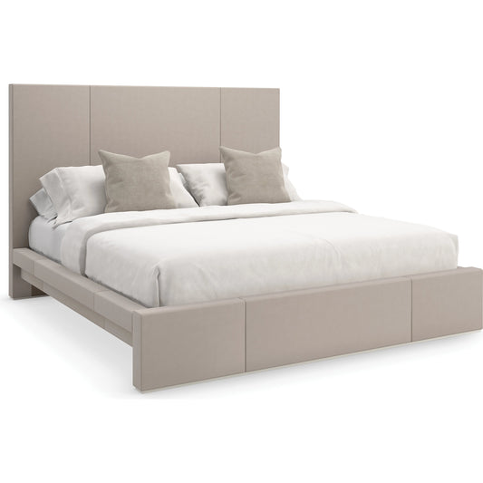Balance Bed by Caracole in putty. Made from poplar in a modern style.