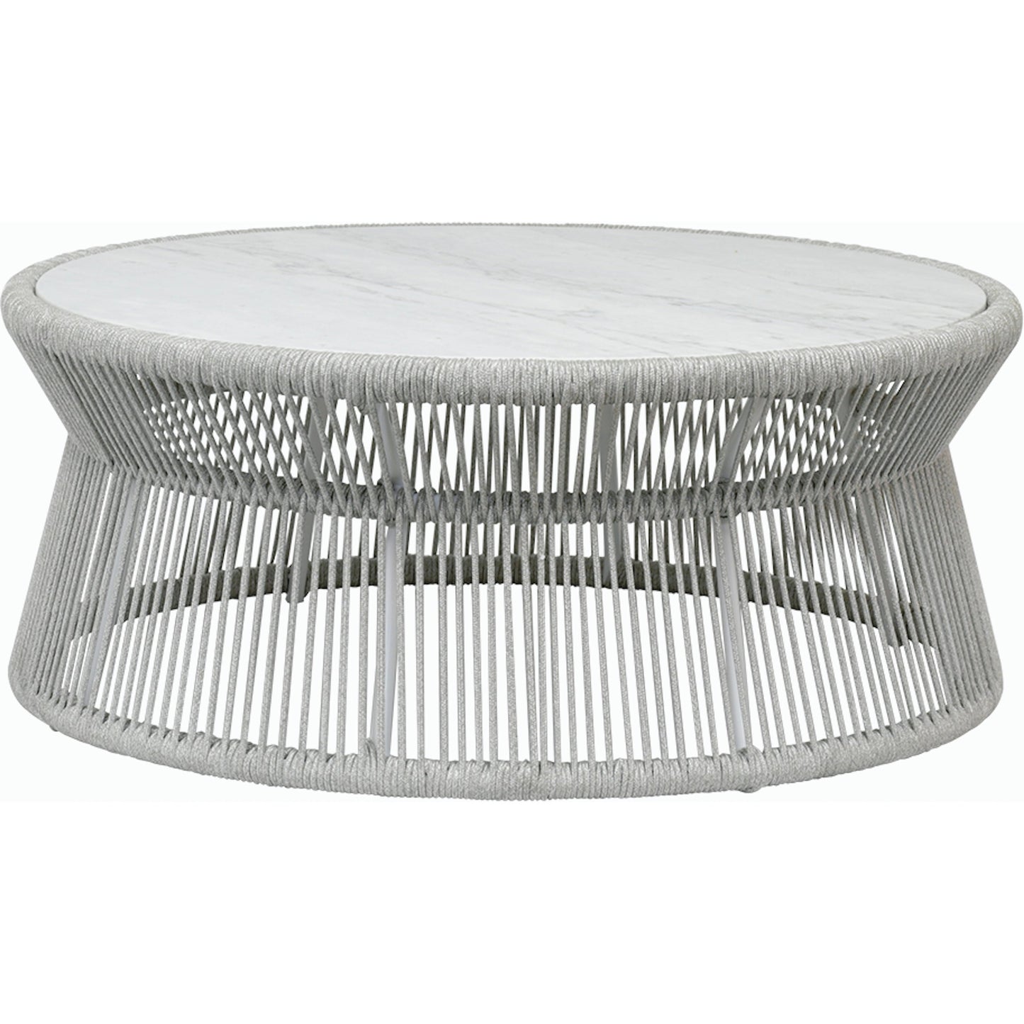 001 SI-2167069 | Additional Silo | Miami Outdoor Coffee Table by Sunset West in frost. Made from olefin rope in a coastal style.