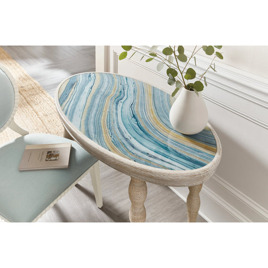 Serenity Shoal Writing Desk by Hooker Furniture in surf. Made from oak veneers, rope, printed glass in a cottage & farmhouse style.