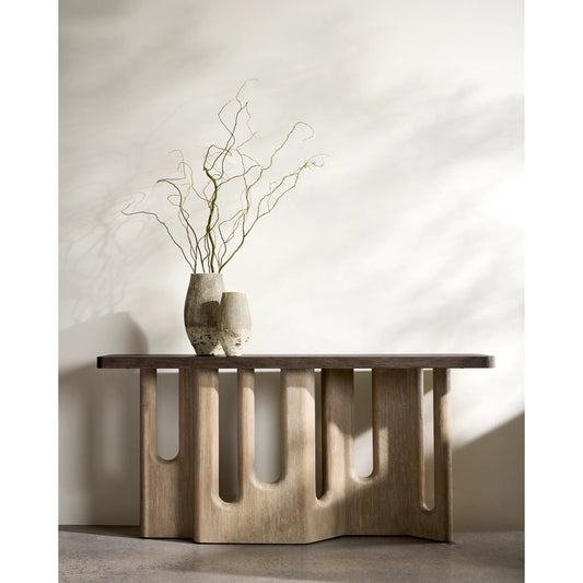Malko Console Table by Bernhardt in forry, bracken. Made from wood in a transitional style.