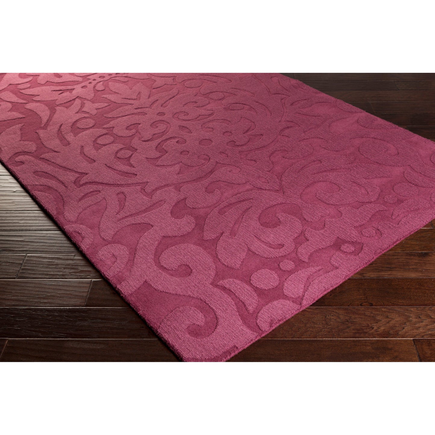 003 87736-3266 | Closeup | Mystique Rug - 649 by Surya in plum. Made from 100% wool in a unique style.