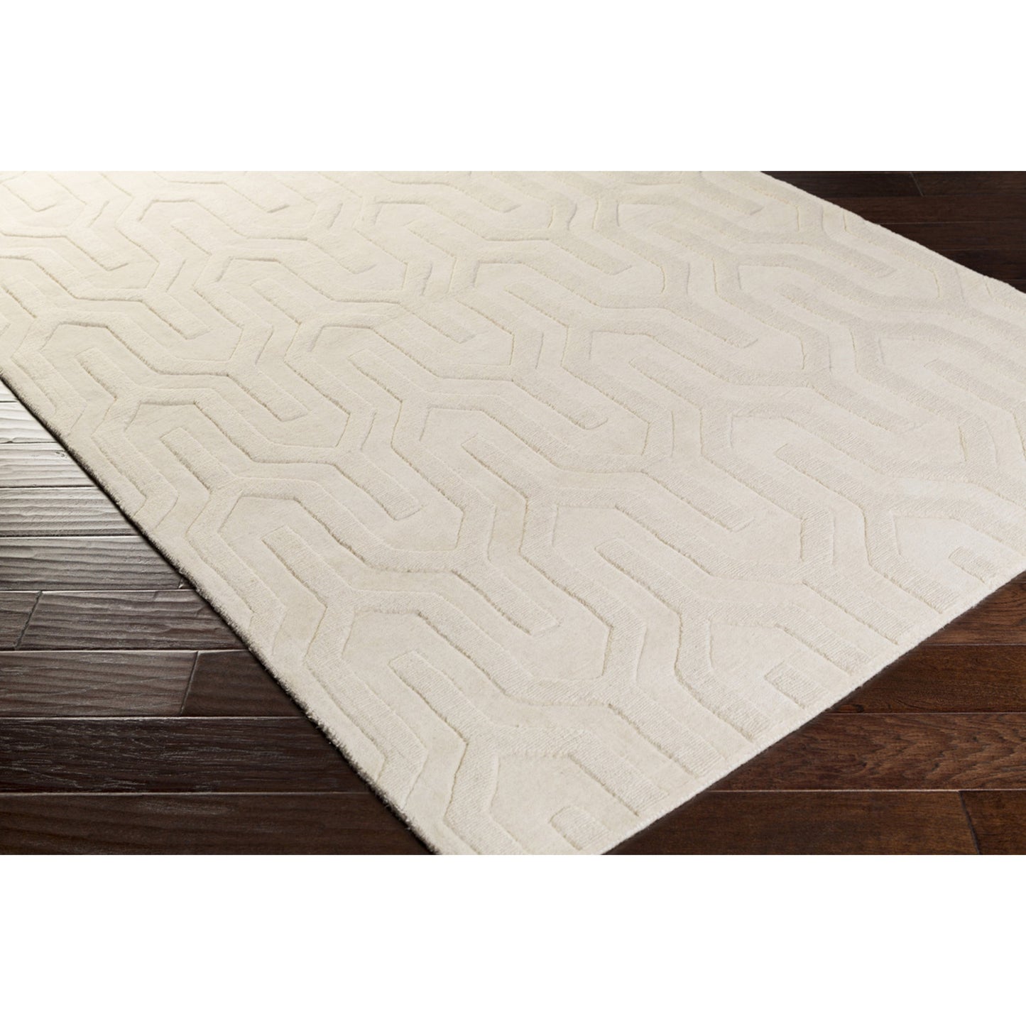 003 57071-3262,57071-3263 | Closeup | Mystique Rug - 592 by Surya in cream. Made from 100% wool in a unique style.