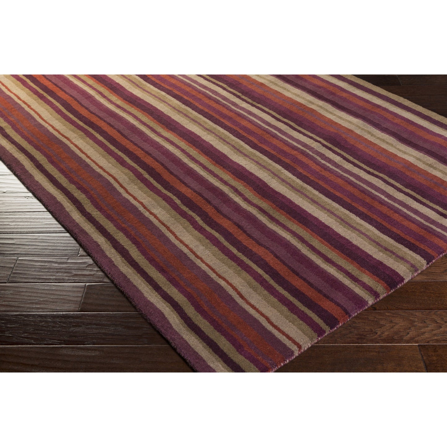 003 56920-3266 | Closeup | Mystique Rug - 1494 by Surya in brown, plum, rust. Made from 100% wool in a unique style.