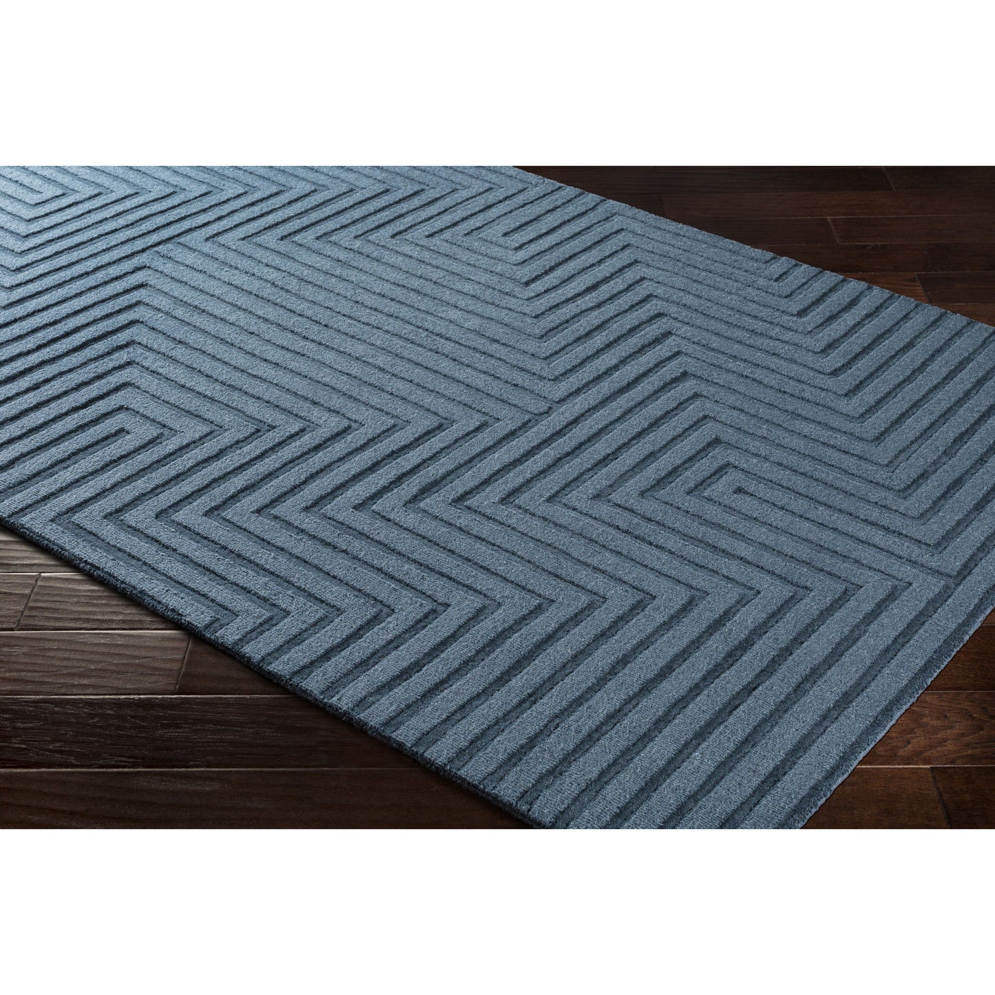 003 97525-3262 | Closeup | Mystique Rug - 22151 by Surya in dark blue. Made from 100% wool in a unique style.