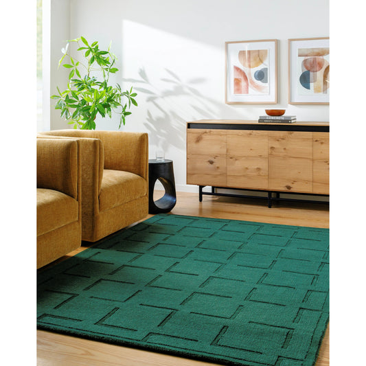 Mystique Rug - 530328 by Livabliss in teal, dark green. Made from wool in a unique style.