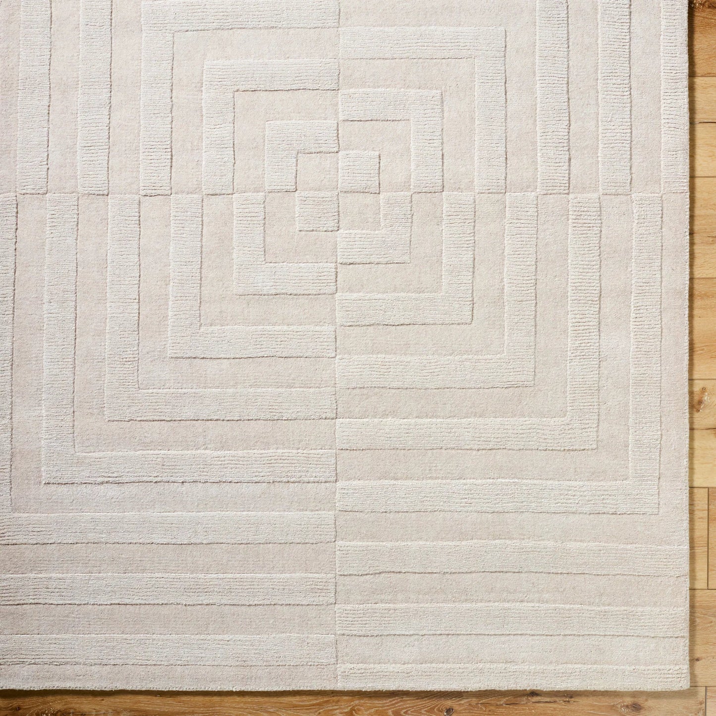 005 SI-2245802,SI-2245803,SI-2245804 | Closeup | Mystique 538132 Rug by Livabliss in ivory, cream, beige. Made from wool in a unique style.