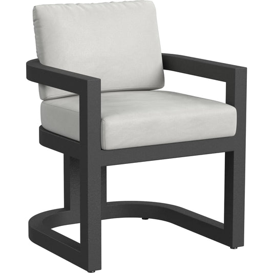 Malibu Outdoor Dining Chair by Sunset West in black. Made from aluminum in a modern style.