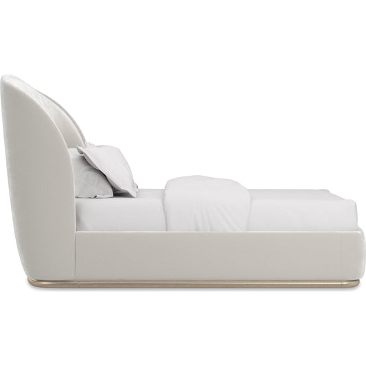 Opal Bed by Caracole in soft silver paint. Made from asian hardwood in a transitional style.