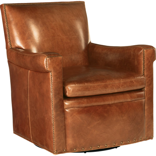 001 SI-1748986 | Primary Silo | Jilian Swivel Club Chair by Hooker Furniture in brown and huntington morrison. Made from leather in a modern style.
