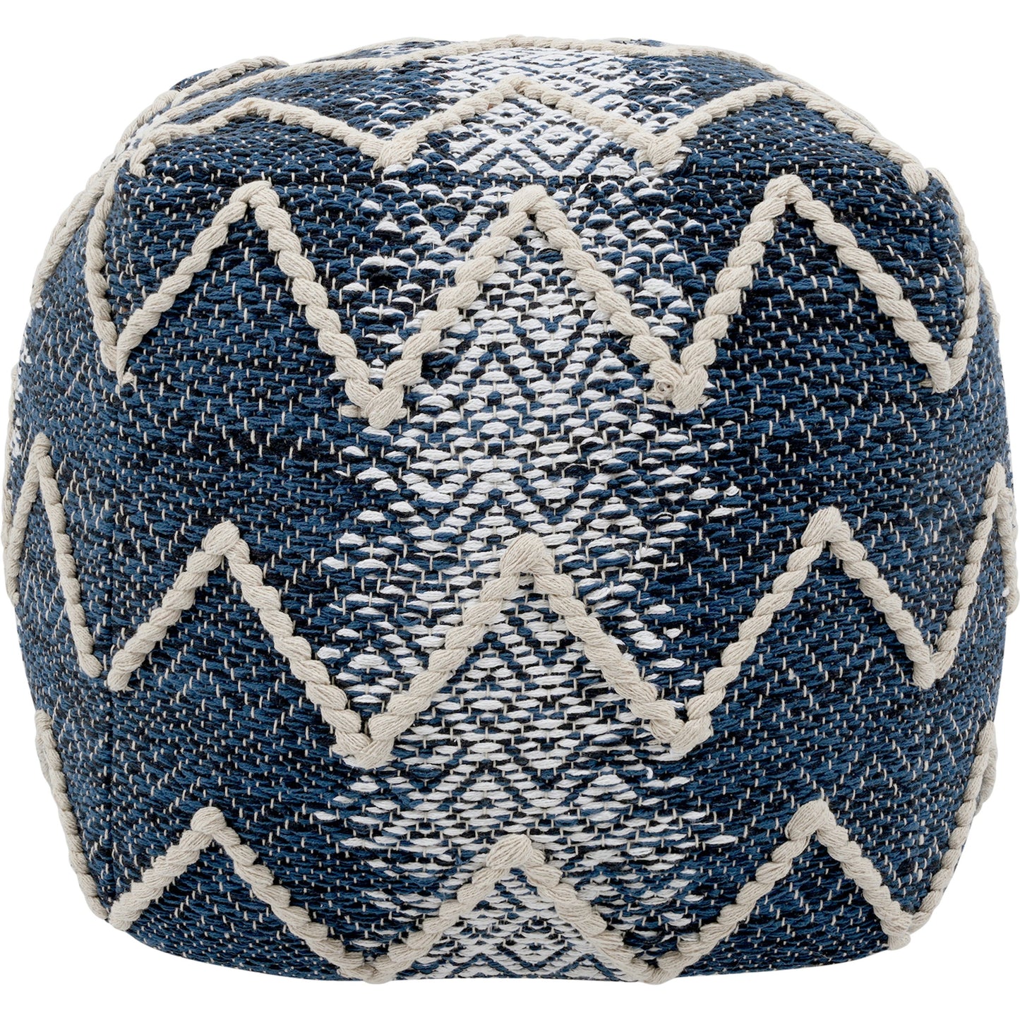 002 SI-2030358 | Additional Silo | Grand Canyon Blue Pouf by Pasargad Home in blue. Made from cotton in a modern style.