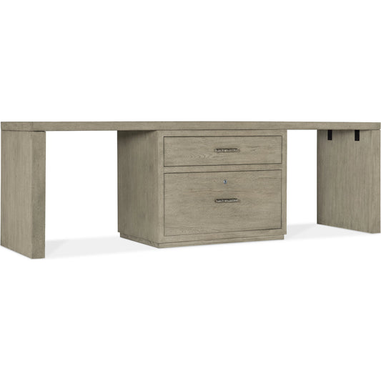 Linville Falls Desk - 96" Top-Lateral File and 2 Legs by Hooker Furniture in mink. Made from oak veneers in a modern style.