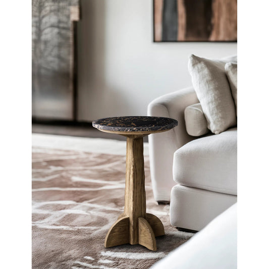 Echo Canyon Marble Side Table by Jonathan Charles in faded oak. Made from main oak in a unique style.