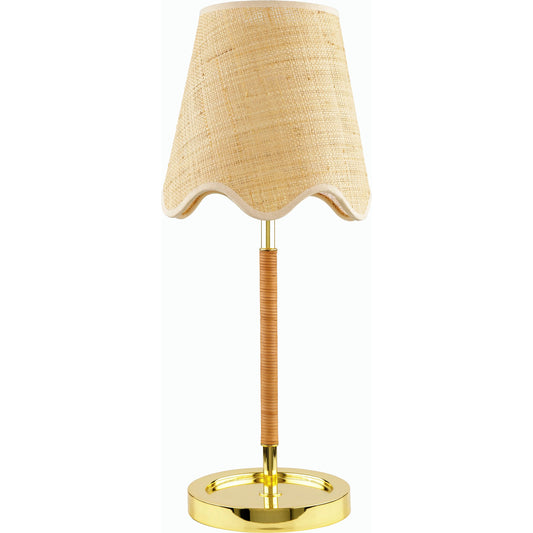 Magda Accent Table Lamp - 537754 by Livabliss in body: metallic - brass, base: metallic - brass, shade (outside): beige, shade (inside): clear, cord: translucent and platedplated. Made from iron, jute, polystyrene in a moder