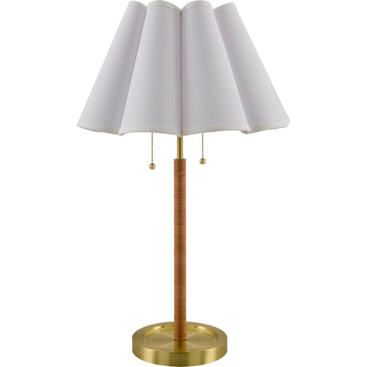 001 SI-2258396 | Primary Silo | Magda Accent Table Lamp by Livabliss in camel, brass and inlaid, plated. Made from leather, iron, linen in a modern style.