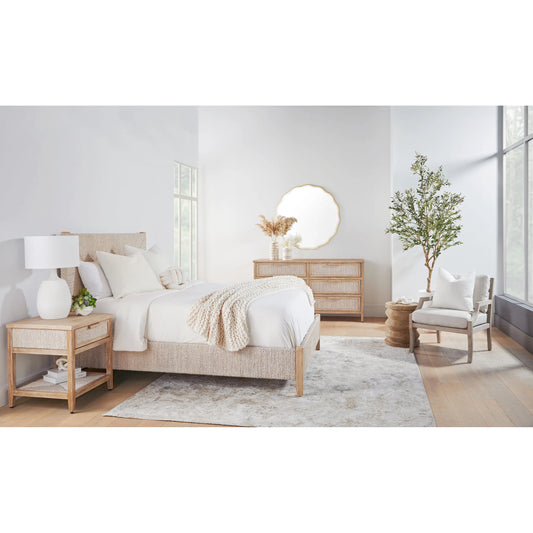 Malay Double Dresser by Essentials For Living in white wash abaca rope, natural gray mahogany. Made from natural abaca rope, solid mahogany wood, mdf in a cottage & farmhouse style.