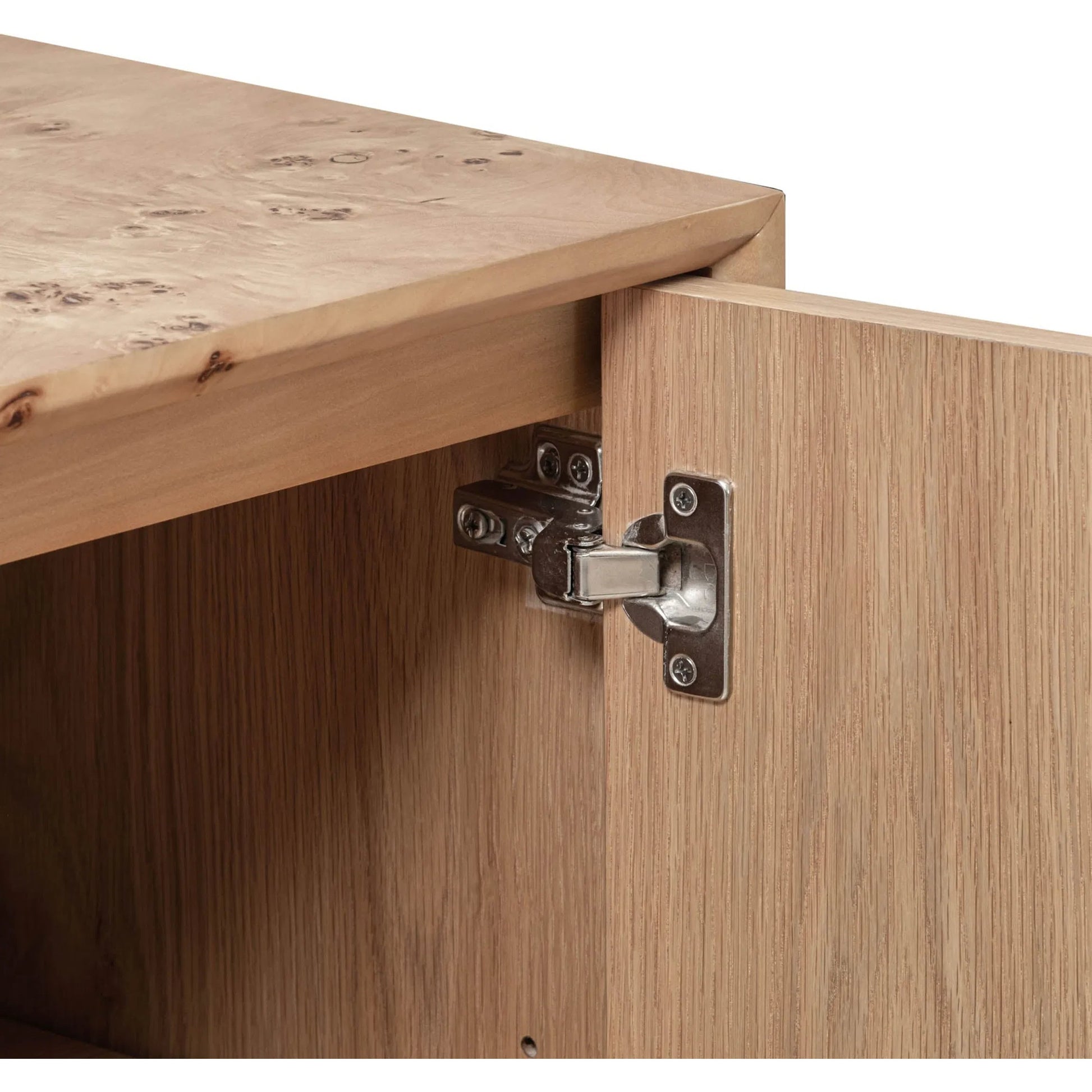 Mappa 3-Door Sideboard by LH Imports. Made from mdf oak veneer, burl mappa veneer in a modern style.