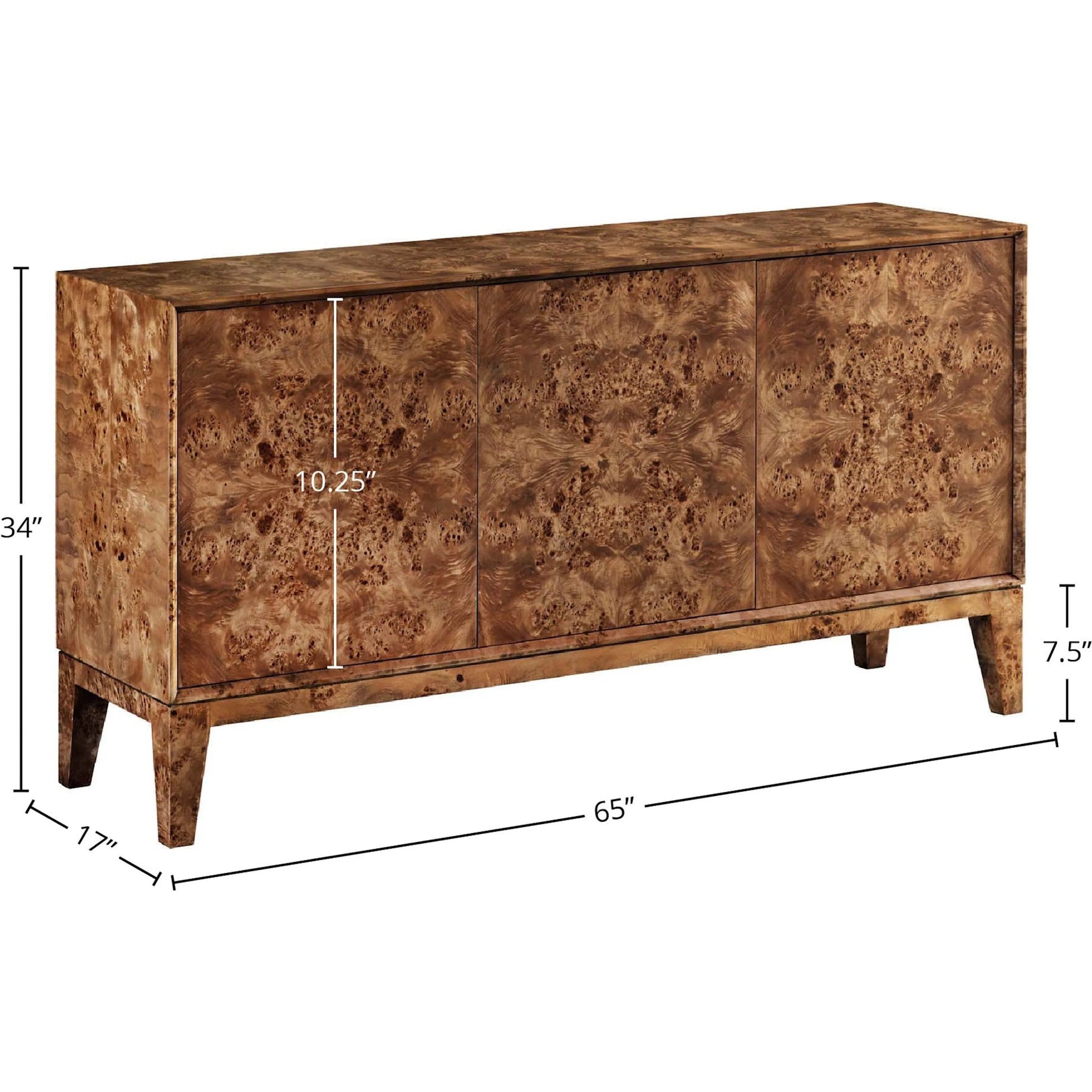 Mappa 3-Door Sideboard by LH Imports. Made from mdf oak veneer, burl mappa veneer in a modern style.