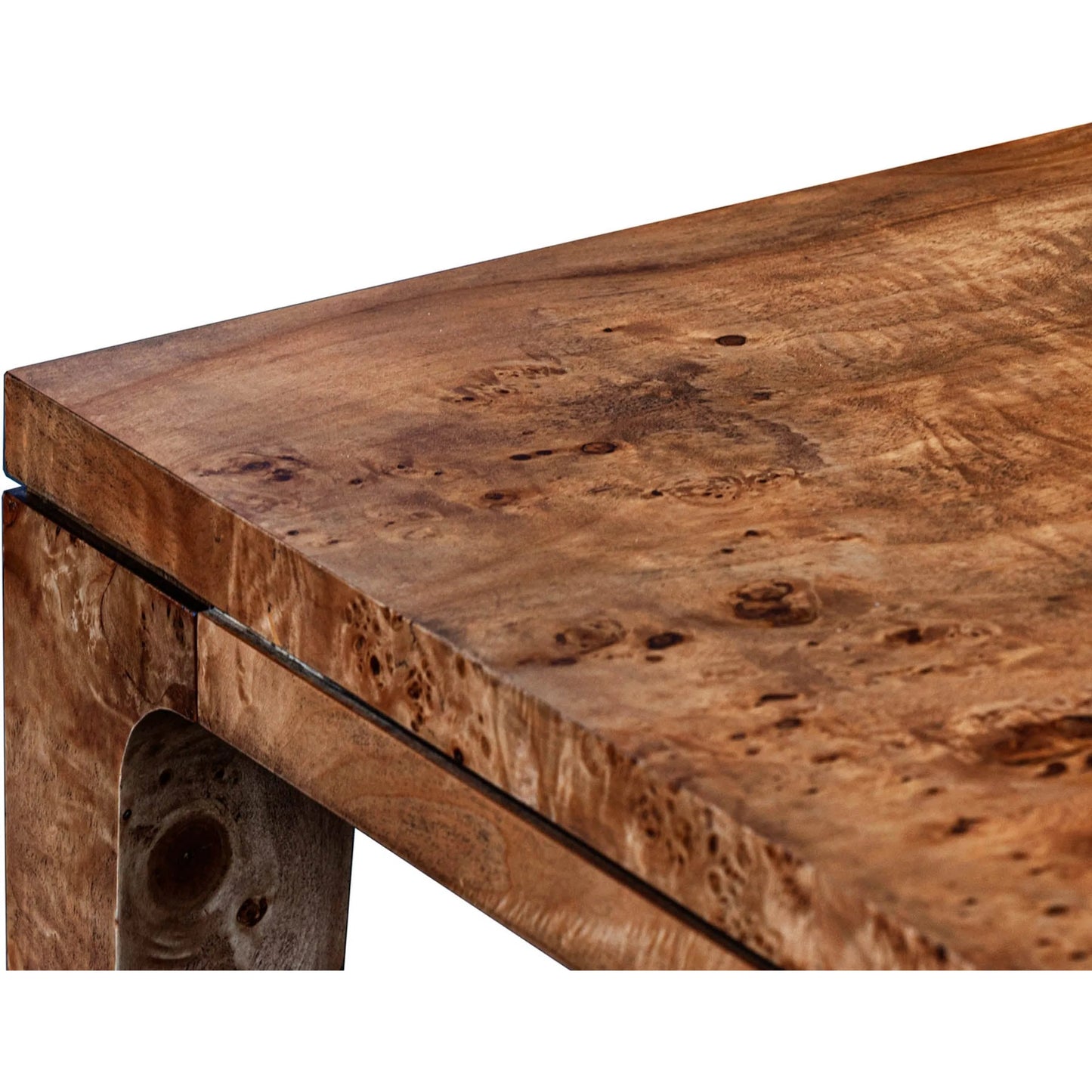 004 SI-2452882 | Closeup | Mappa Large Dining Table by LH Imports in dark burl, matt black. Made from unique in a modern style.