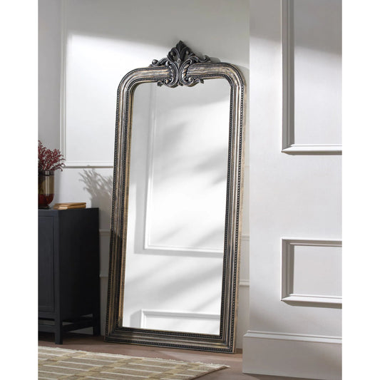 Maysoon Full Length Mirror by Surya in dark brown and antiqued. Made from mango wood in a traditional style.