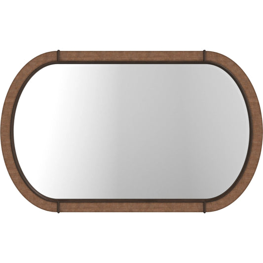 001 SI-2514213 | Primary Silo | Verge Oval Mirror Woven by A.R.T. Furniture in handcrated walnut. Made from poplar solids, flat cut walnut veneers in a traditional style.