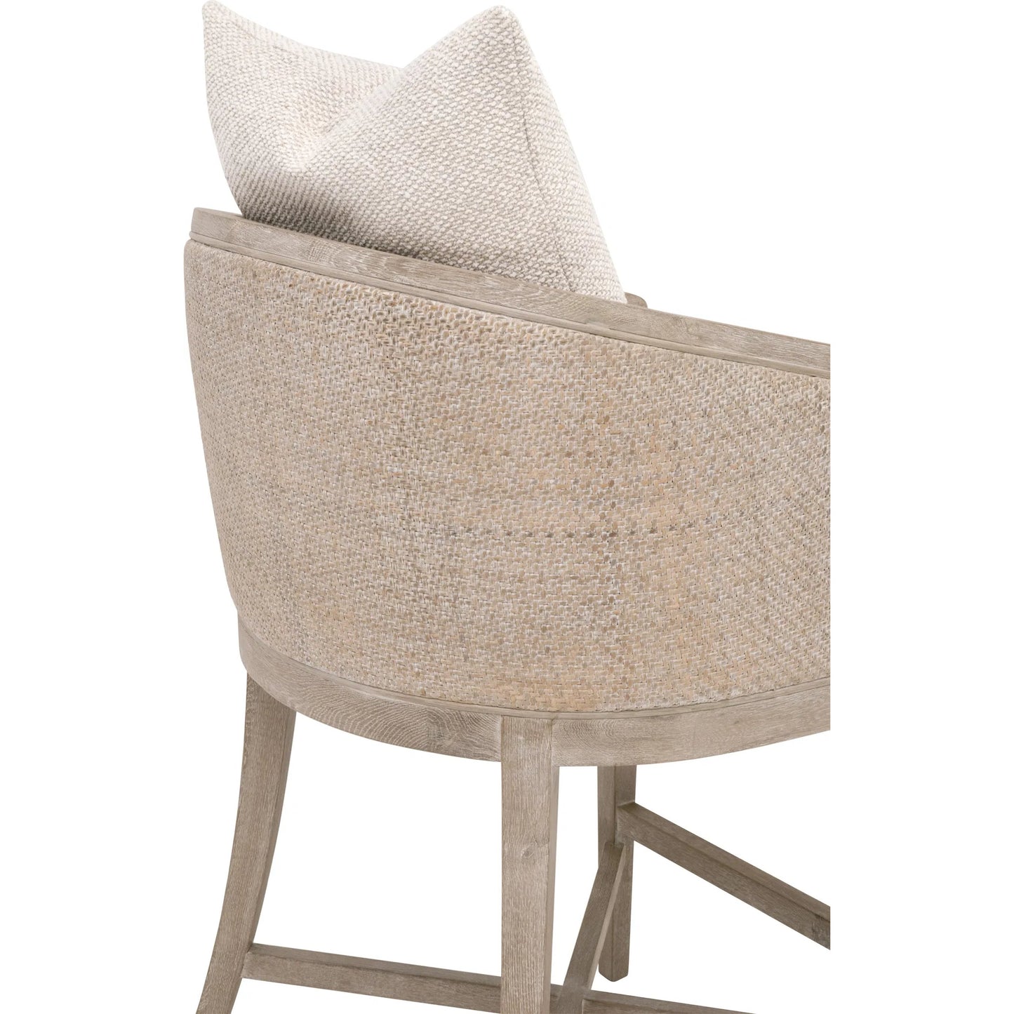 005 SI-2374651 | Closeup | McGuire Counter Stool by Essentials For Living in livesmart gellar, linen, natural gray oak, cane. Made from rattan, solid oak wood, plywood in a transitional style.
