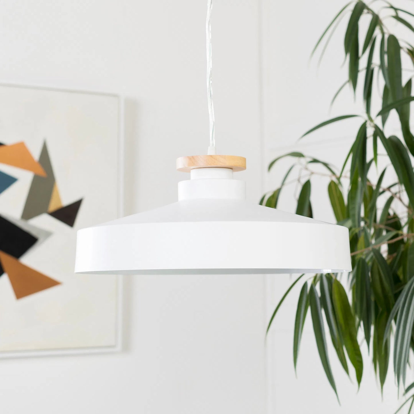 002 S-347280 | Lifestyle | Mcclean Pendant Fixture by Surya in white, translucent and white. Made from metal, wood in a modern style.