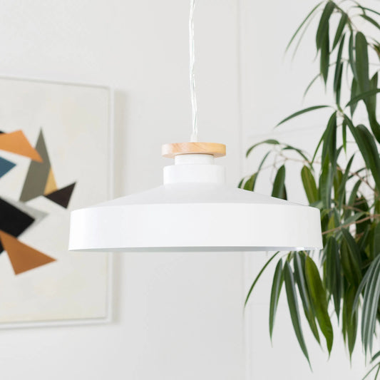 Mcclean Pendant Fixture by Surya in white, translucent and white. Made from metal, wood in a modern style.