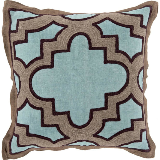 Modern Maze Pillow by Surya in turquoise. Made from unique in a transitional style.