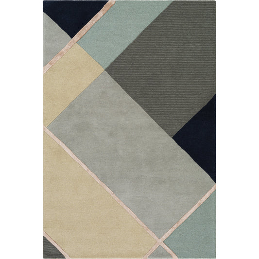 Mid Century Rug - 25255 by Surya in gray, charcoal, seafoam, navy, blush, tan. Made from 80% wool, 20% viscose in a unique style.