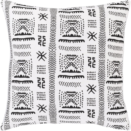 001 S-348156,S-348157 | Primary Silo | Mud Cloth Pillow 3 by Surya in white, black. Made from unique in a eclectic & global style.
