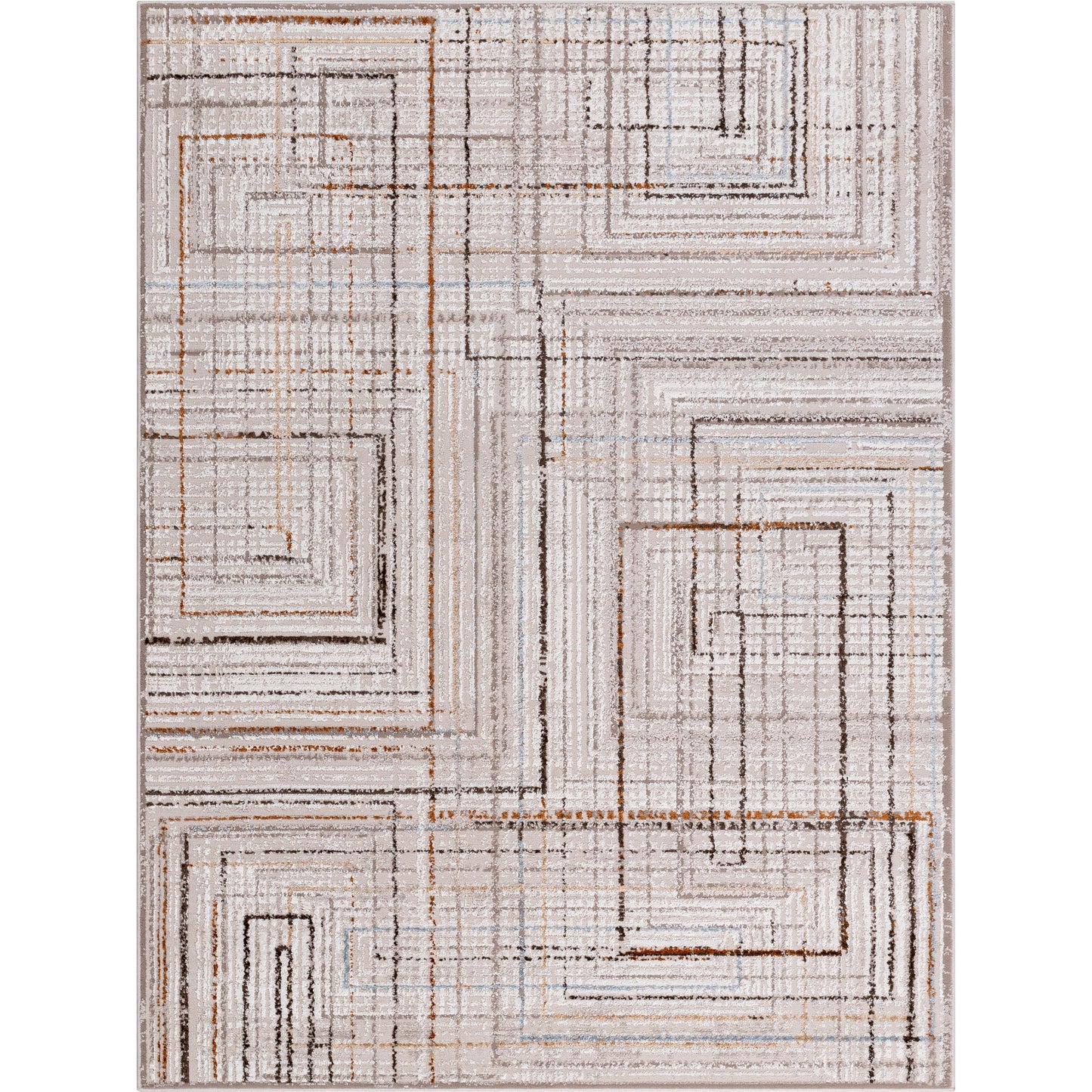 001 SI-2132281 | Primary Silo | Mood Rug - 500064 by Livabliss in taupe, white, dark brown, medium brown, mustard, denim. Made from face: 70% polypropylene, 30% polyester, warp: 100% polyester in a unique style.
