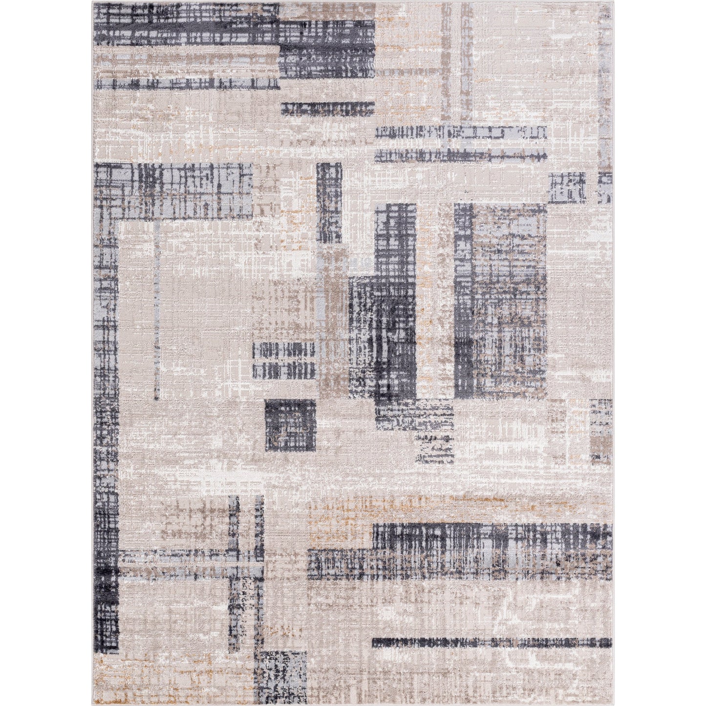 001 SI-2132285 | Primary Silo | Mood Rug - 500072 by Livabliss in taupe, white, dark brown, medium brown, mustard, denim. Made from face: 70% polypropylene, 30% polyester, warp: 100% polyester in a unique style.