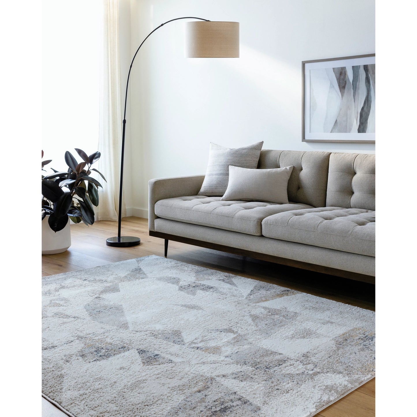 007 SI-2132287 | Lifestyle | Mood Rug - 500076 by Livabliss in taupe, white, light gray, light brown, charcoal, mustard. Made from face: 70% polypropylene, 30% polyester, warp: 100% polyester in a unique style.