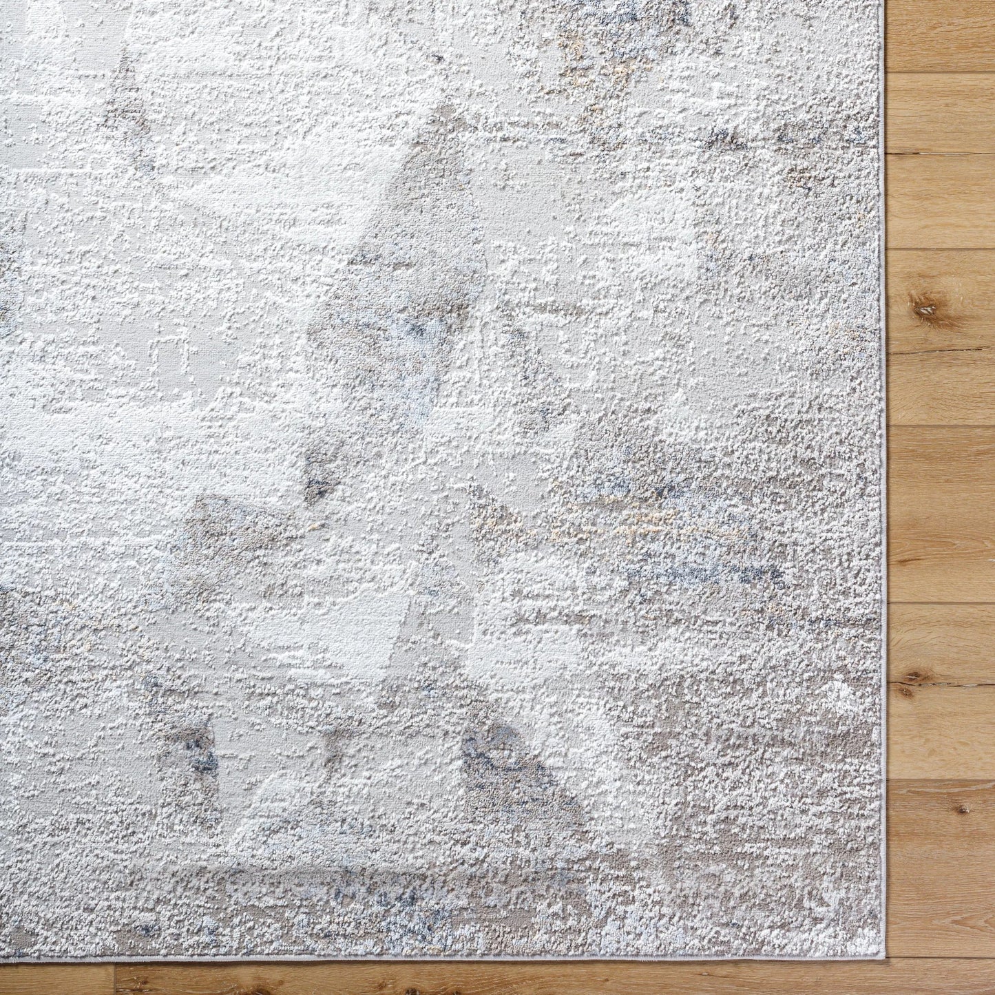 006 SI-2132287 | Closeup | Mood Rug - 500076 by Livabliss in taupe, white, light gray, light brown, charcoal, mustard. Made from face: 70% polypropylene, 30% polyester, warp: 100% polyester in a unique style.