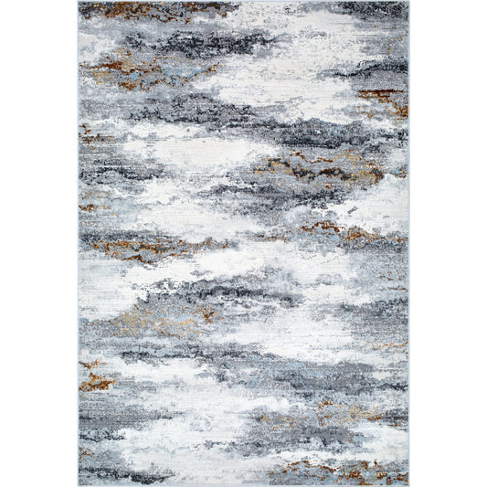 Mood Rug - 524959 by Livabliss in taupe, white, charcoal, medium brown, dark brown, denim. Made from face: 70% polypropylene, 30% polyester, warp: 100% cotton in a unique style.