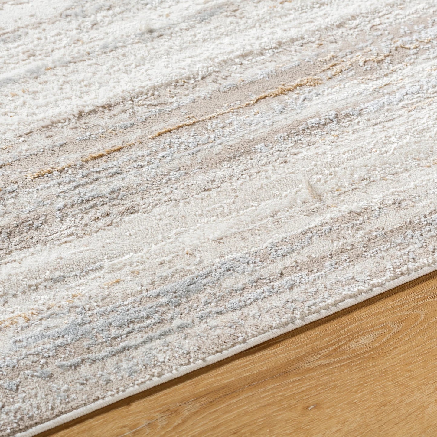 005 SI-2167876,SI-2167877 | Closeup | Mood Rug - 524967 by Livabliss in taupe, white, light gray, mustard, light brown. Made from polypropylene, polyester in a unique style.