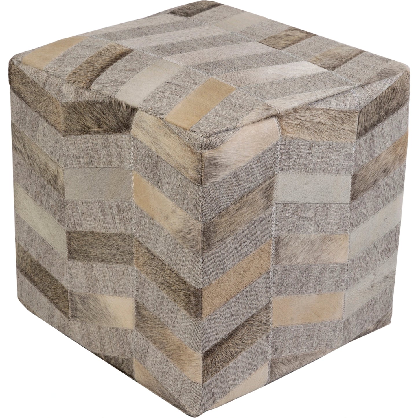 001 S-230391 | Additional Silo | Medora Ottoman by Surya in camel, medium gray, cream, light gray. Made from 60% viscose, 40% hair on hide in a modern style.