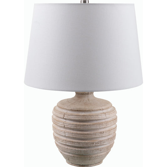 Mindra Table Lamp - 531683 by Livabliss in body: brown, shade: white, finial: metallic - nickel, harp: metallic - nickel, cord: translucent and coloredplated. Made from resin, linen, polyester, iron in a modern style.
