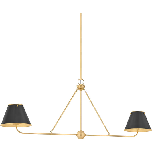 Burghley Linear Chandelier by Hudson Valley. Made from brass in a transitional style.