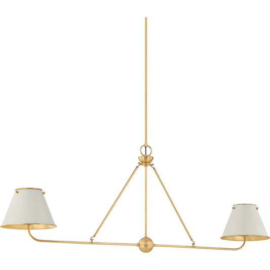 Burghley Linear Chandelier by Hudson Valley. Made from brass in a transitional style.
