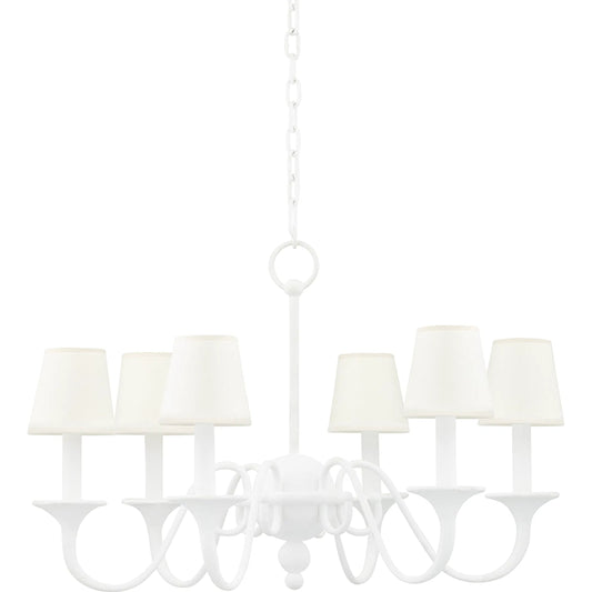Windsor Chandelier by Hudson Valley in white. Made from steel in a cottage & farmhouse style.