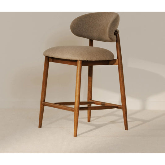 Ellie Counter Stool by Moe's Home Collection. Made from upholstery: 100% polyester, rubber wood frame, plywood in a transitional style.