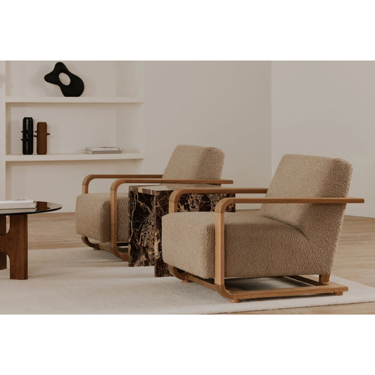Eckersley Lounge Chair by Moe's Home Collection. Made from upholstery: 100% polyester, solid oak frame, plywood seat, foam seat in a transitional style.
