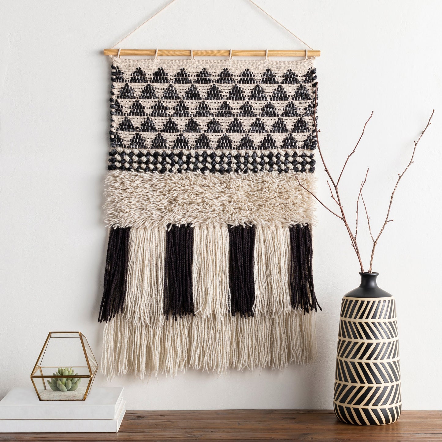 005 SI-1886271 | Lifestyle | Merida Wall Hanging - 25345 by Surya in black, taupe. Made from 70% wool, 20% polyester, 10% cotton in a eclectic & global style.